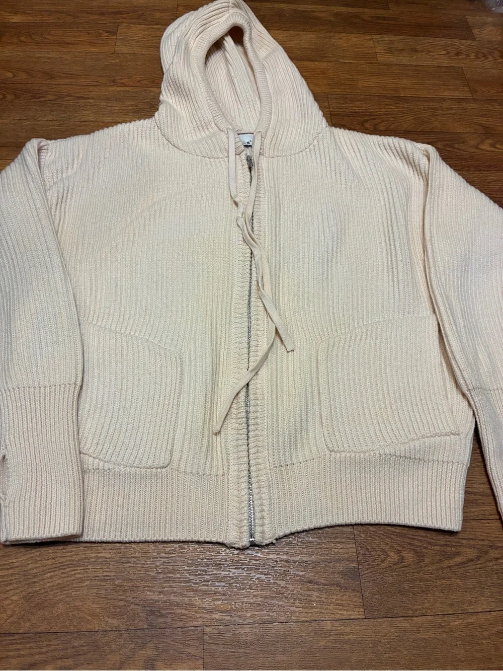 Cozy Cream Zip-Front Hooded Women's Sweater